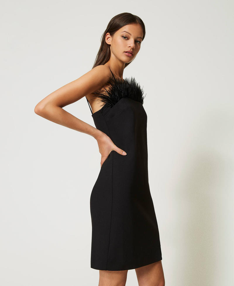 Abito corto con piume Nero Donna 232TP2490_00006_03