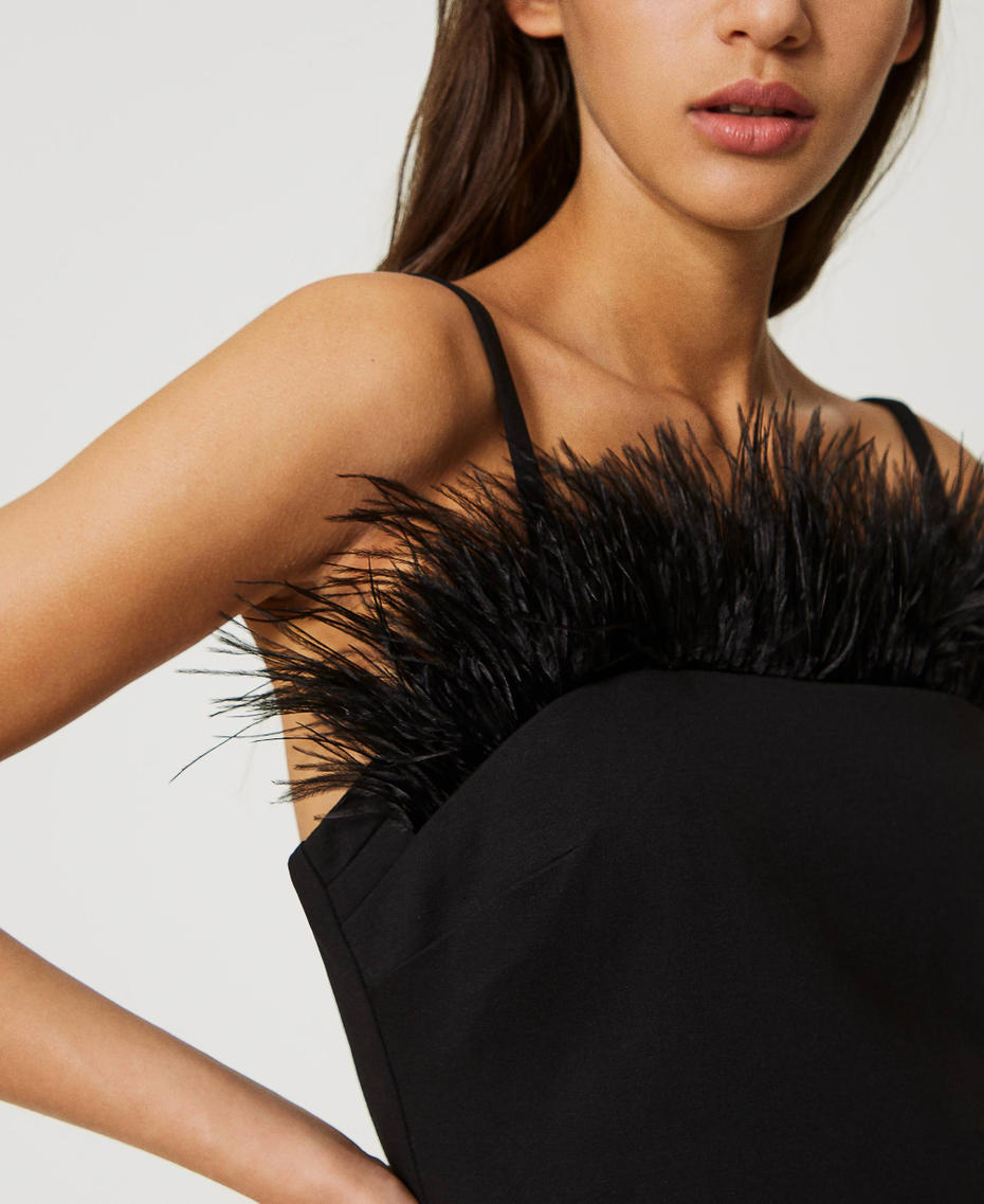 Abito corto con piume Nero Donna 232TP2490_00006_05