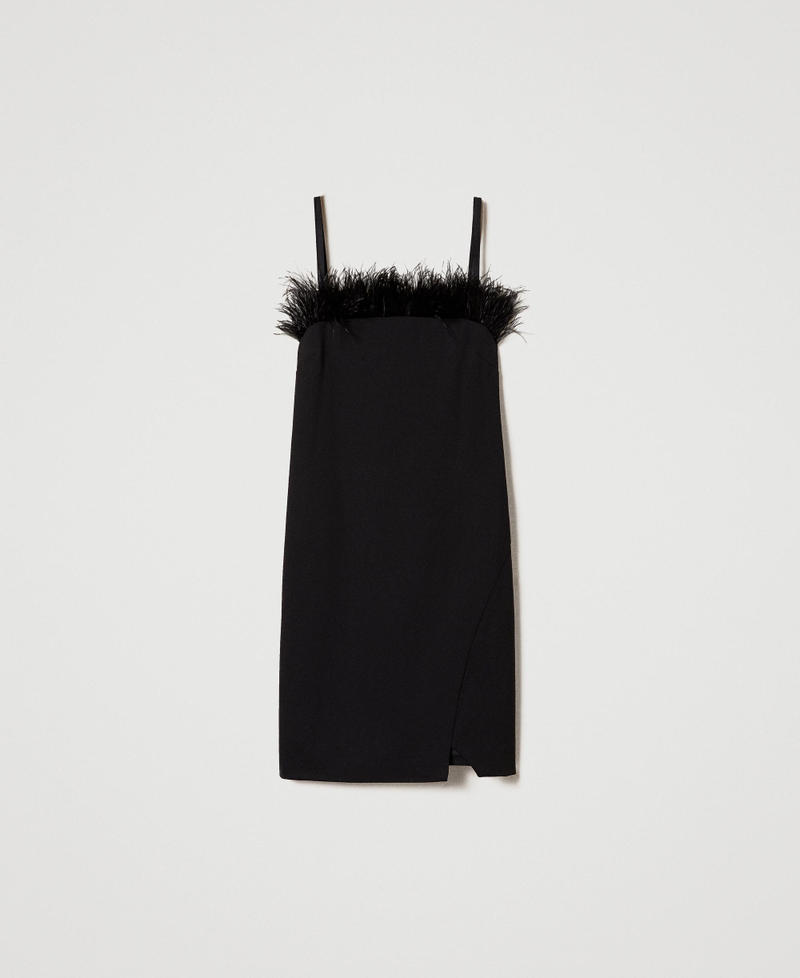 Abito corto con piume Nero Donna 232TP2490_00006_S0