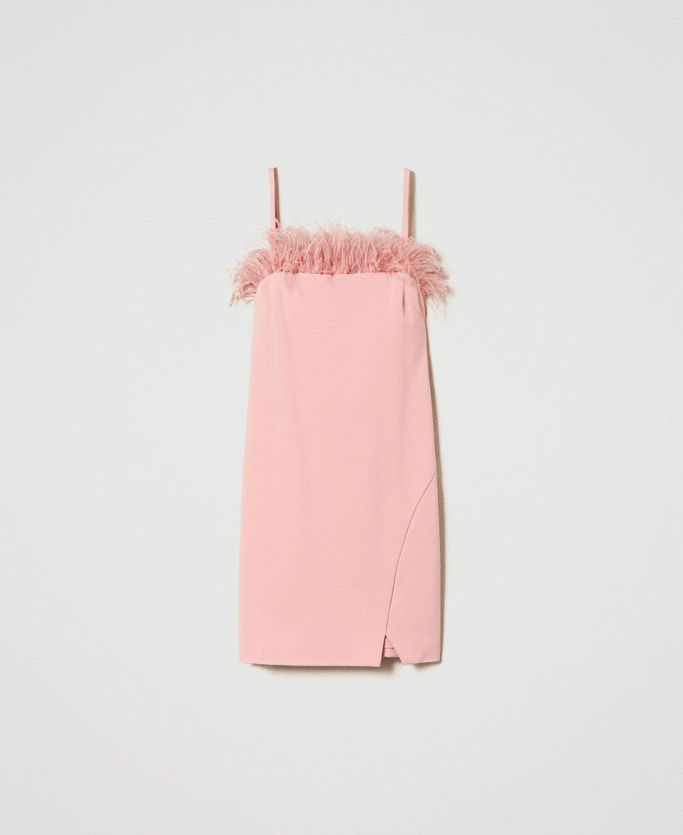 Pink dress with fur trim new arrivals
