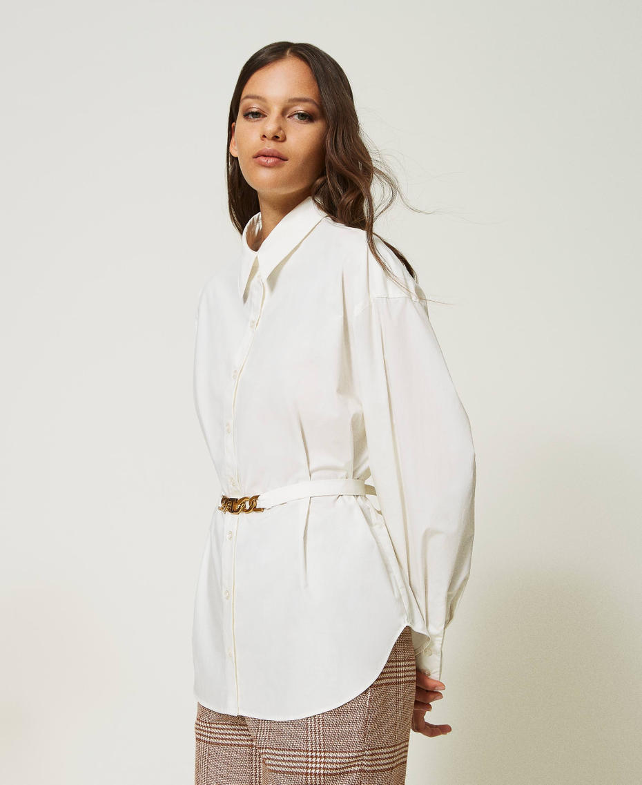 Chemise en popeline avec ceinture