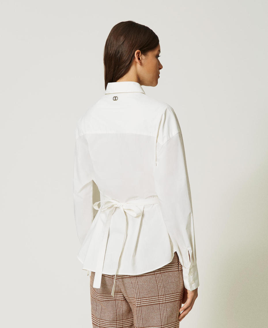 Poplin shirt with belt White Woman 232TP2520-04