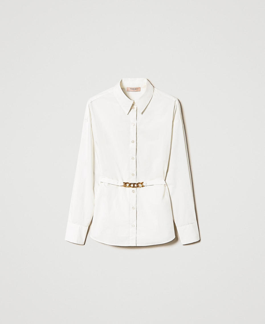 Camicia in popeline con cintura