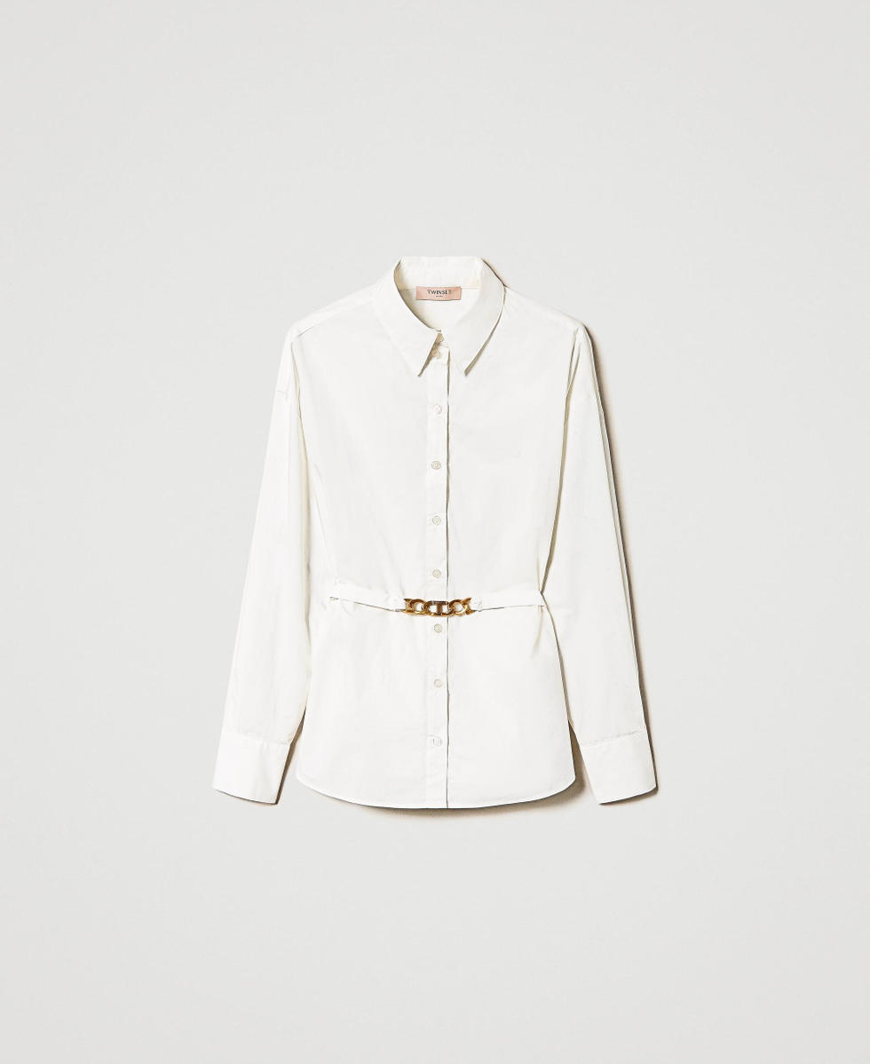 Chemise en popeline avec ceinture