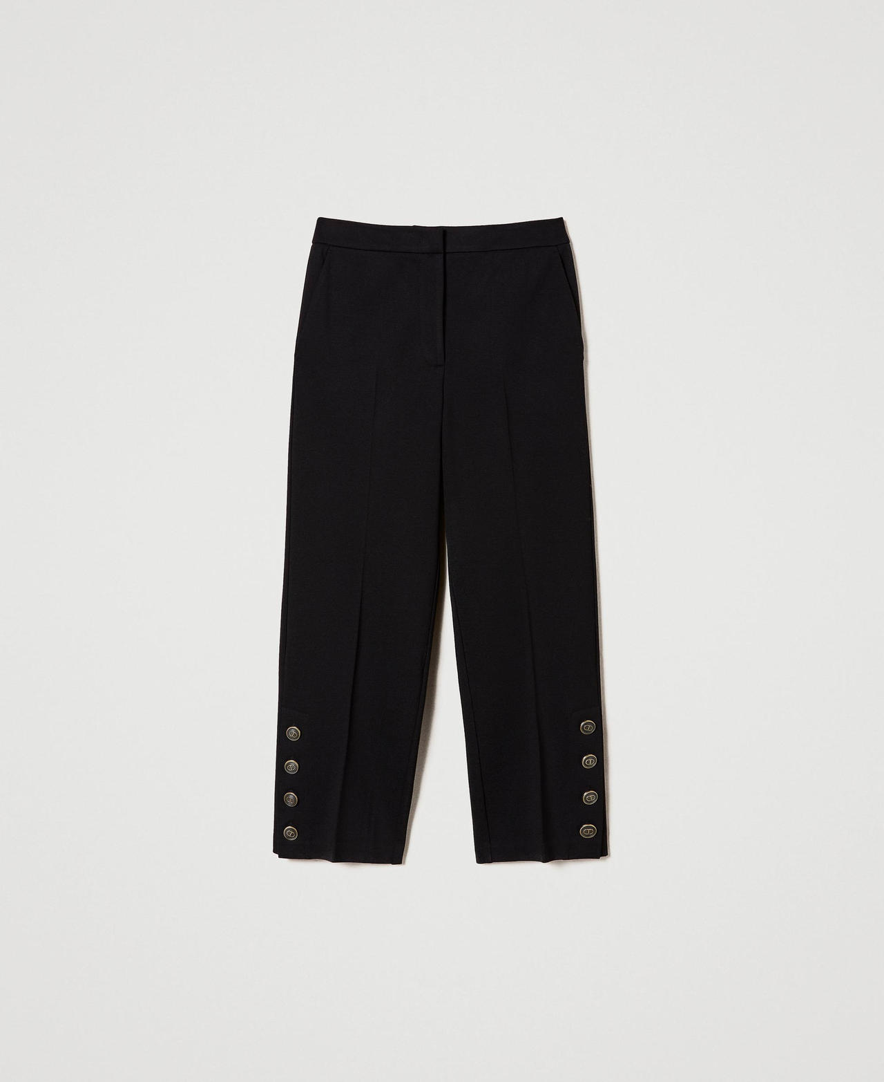 Cropped trousers with buttons Black Woman 232TP2532_00006_0S