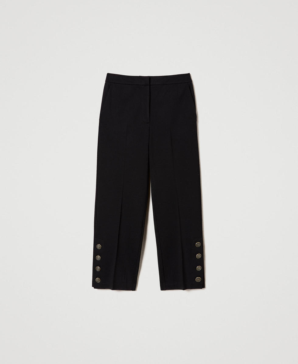 Cropped trousers with buttons