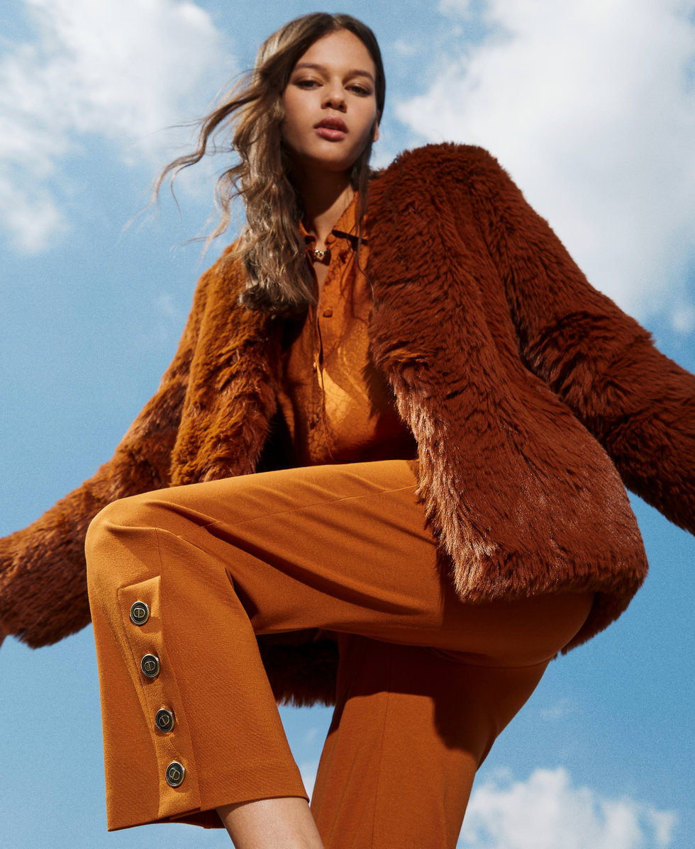 Pantalon cropped con botones Mujer Marron TWINSET Milano