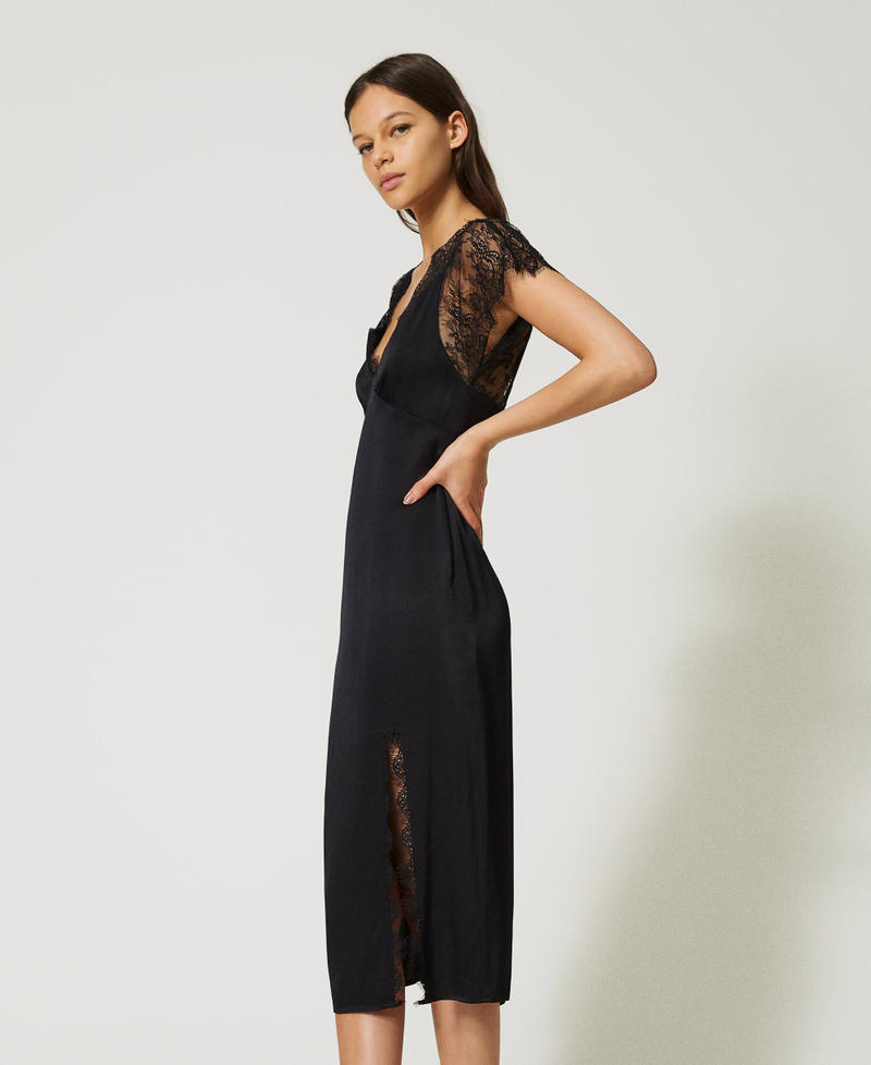 Short satin and lace dress
