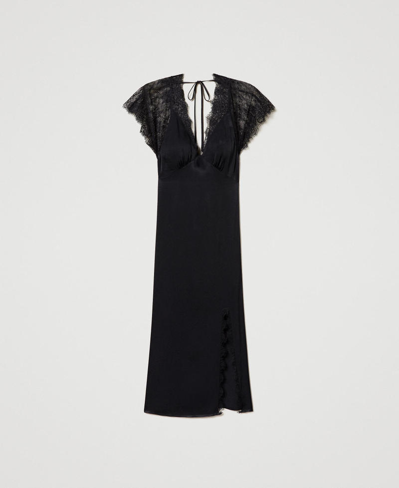 Abito corto in raso e pizzo