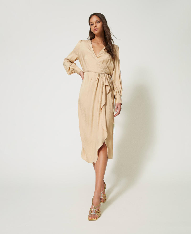 Elegant Satin Unique Jacquard Print Midi Dress main image 1