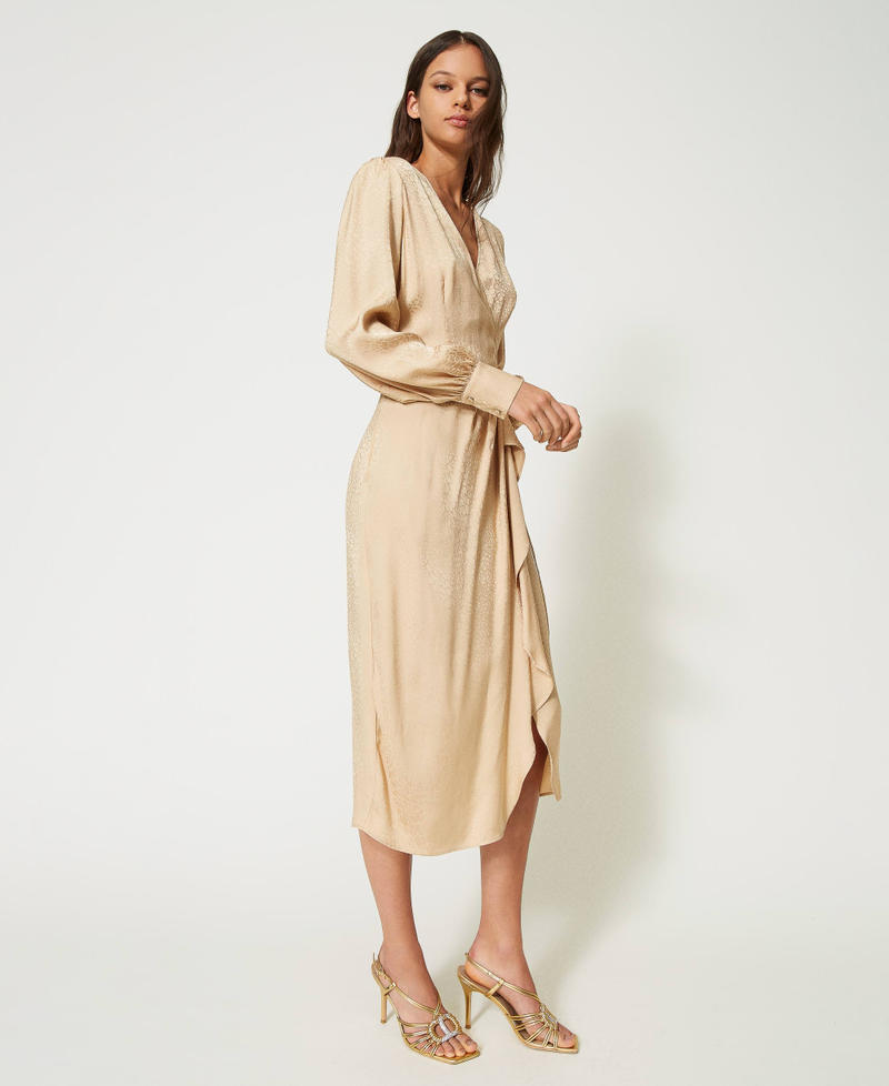 Midi jacquard satin dress Camel Light Woman 232TP2580-03