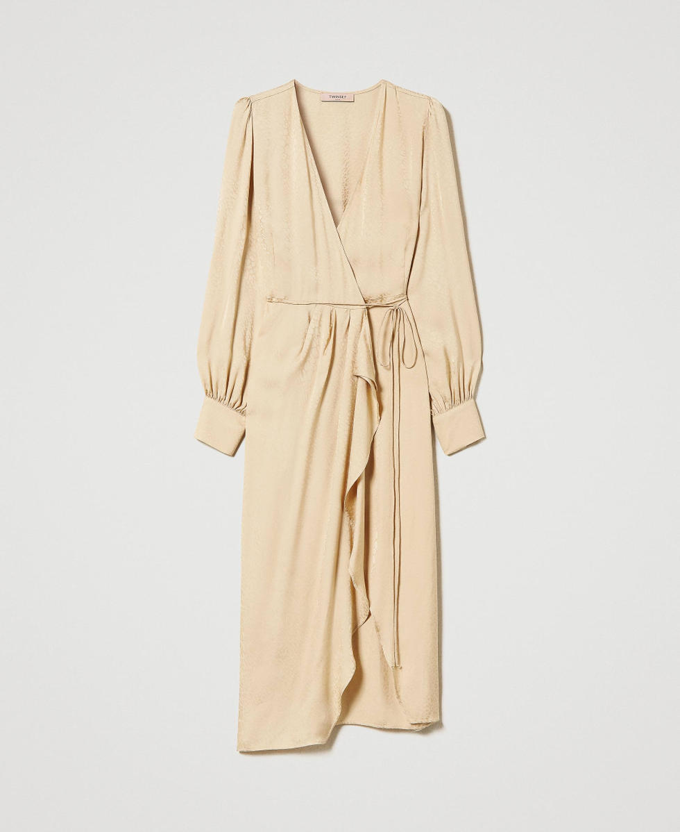 Robe midi en satin jacquard