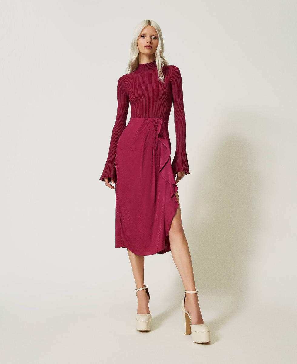 Midirock aus Jacquard-Satin