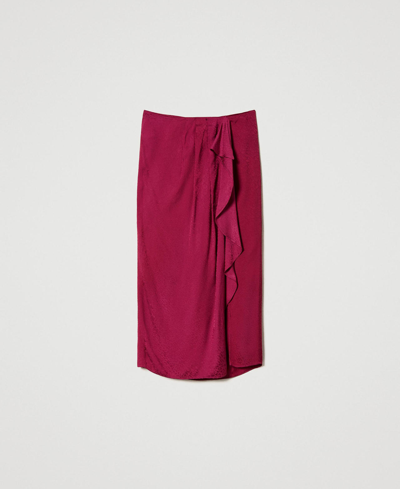 Jupe mi-longue en satin jacquard