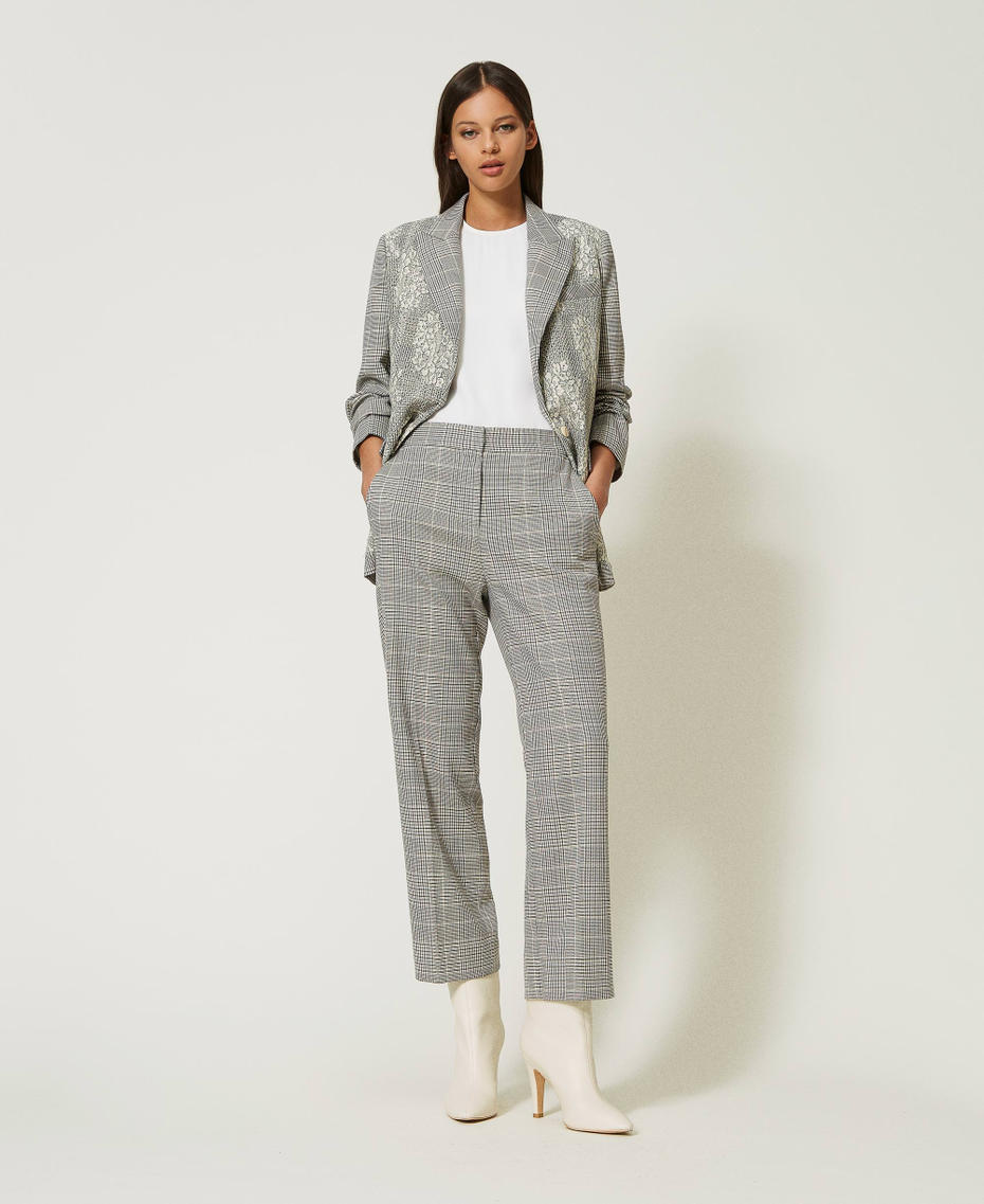 Cropped glen plaid trousers