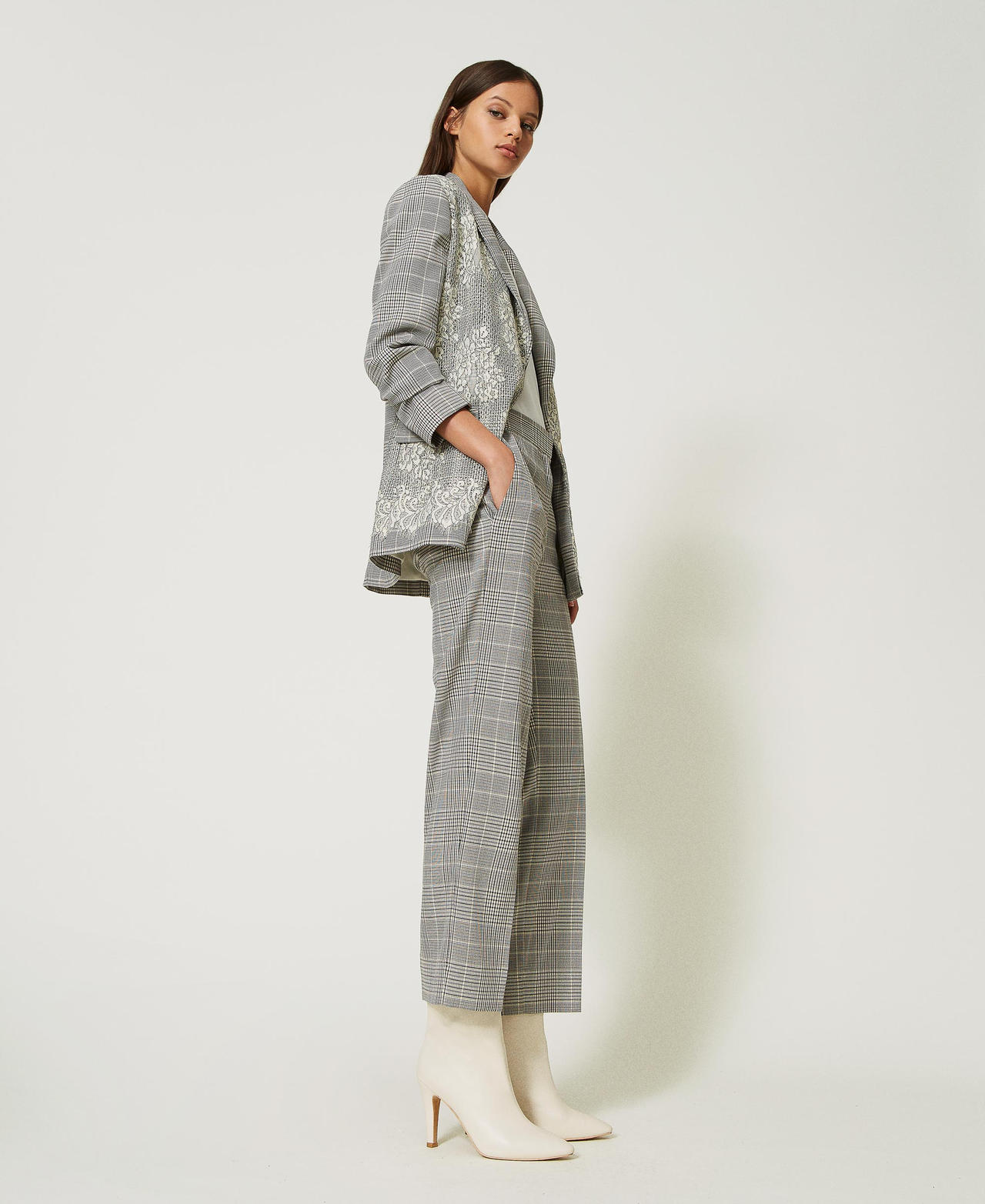 Cropped glen plaid trousers