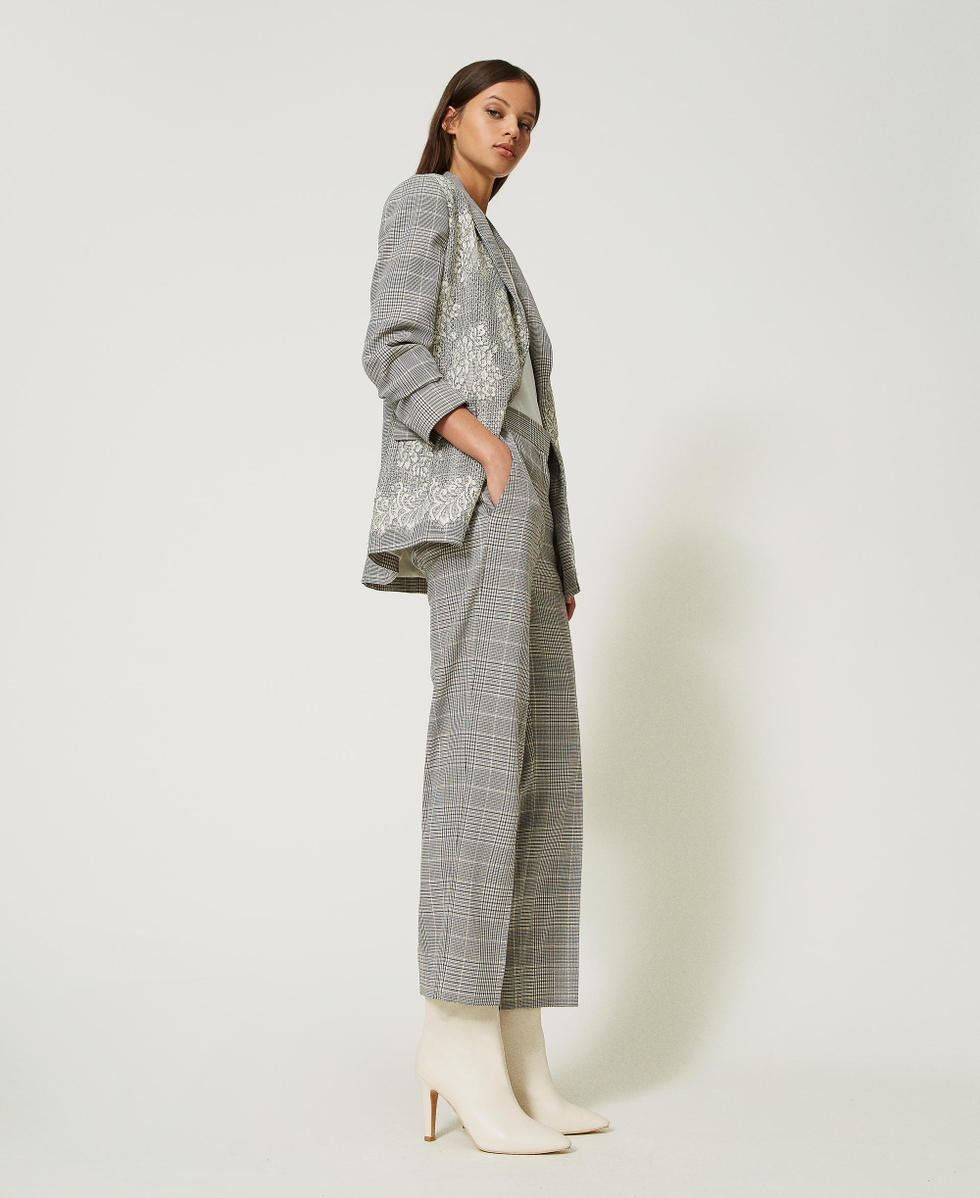 Cropped-Hose mit Prince-of-Wales-Muster