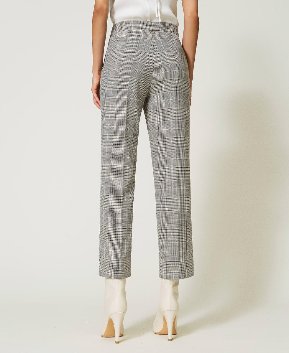 Cropped-Hose mit Prince-of-Wales-Muster