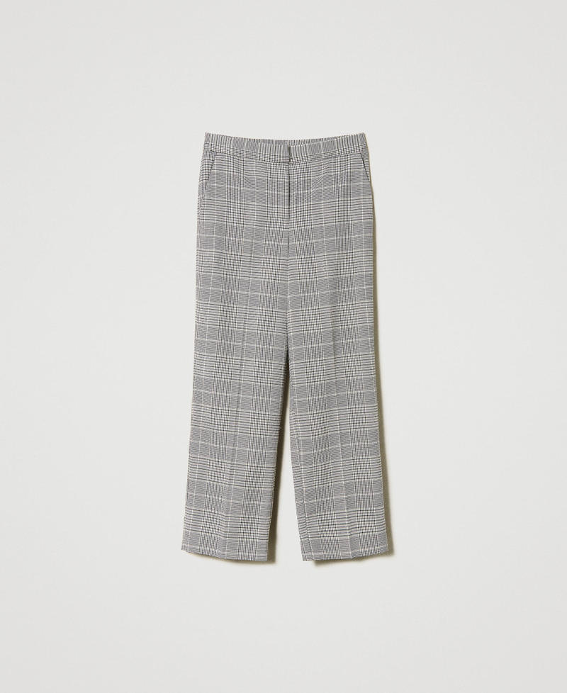 Pantaloni cropped in Principe di Galles Check Neve / Nero Donna 232TP2632-0S