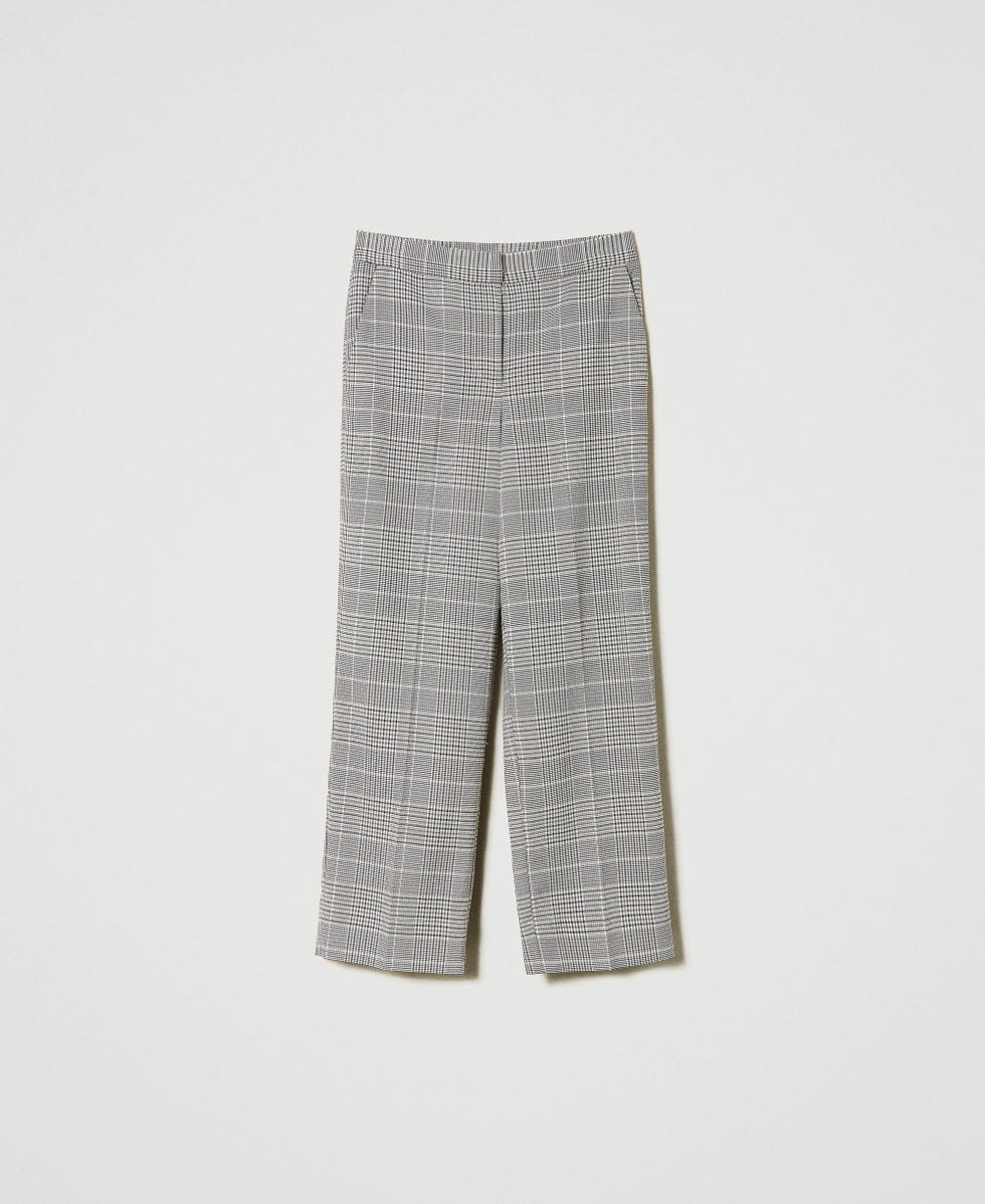 Cropped-Hose mit Prince-of-Wales-Muster