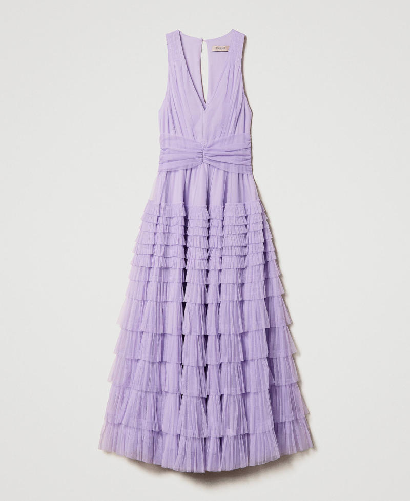 Midi tulle dress with flounces