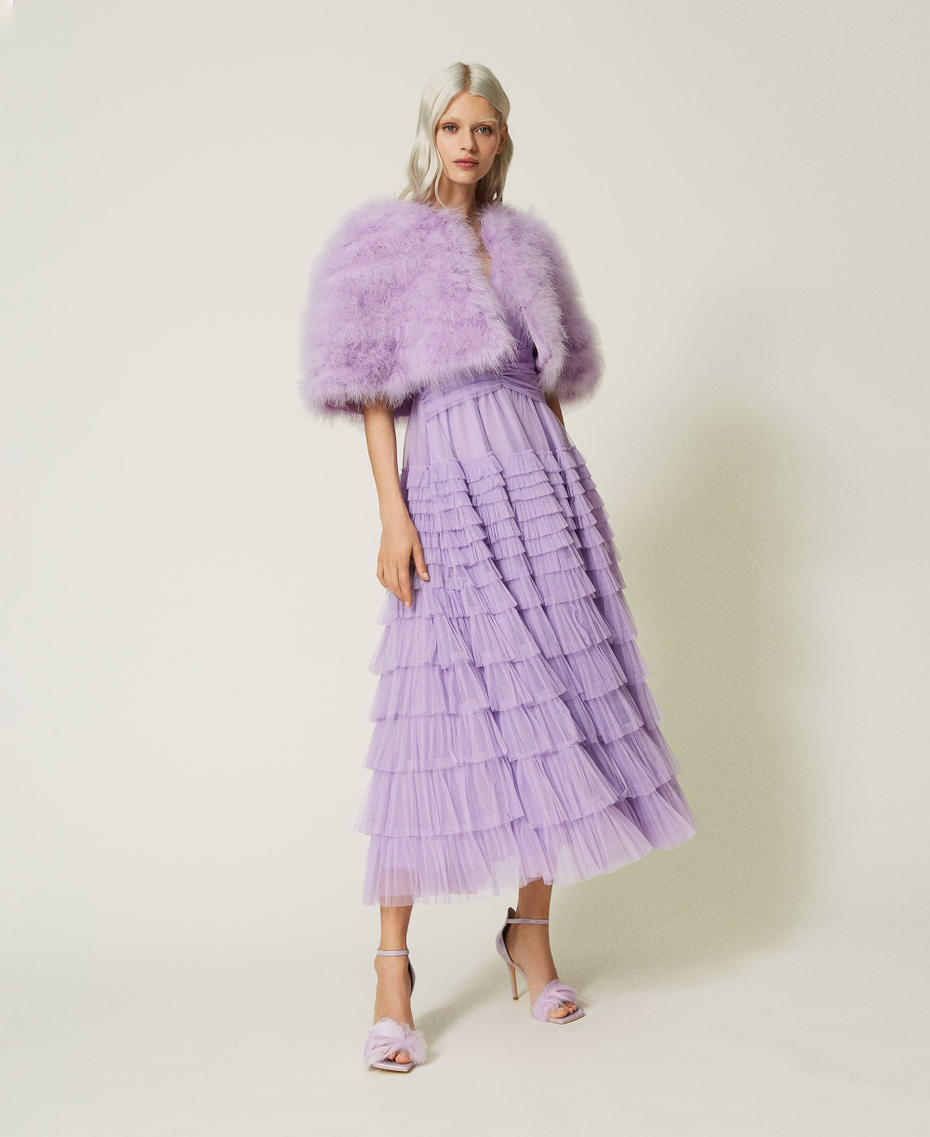 Платье миди из тюля с оборками Фиолетовый "Лаванда" женщина 232TP2640-0T