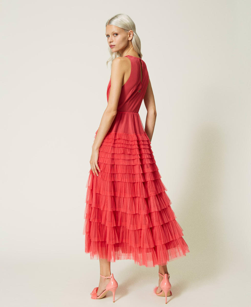 Robe midi en tulle avec volants Femme Rouge TWINSET Milano