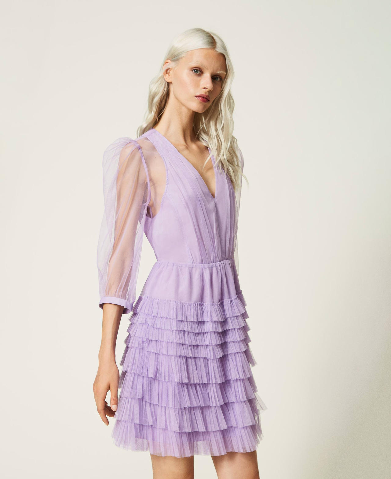 Chi 3 4 Short Dress Lavendula Aop Gite main image 1
