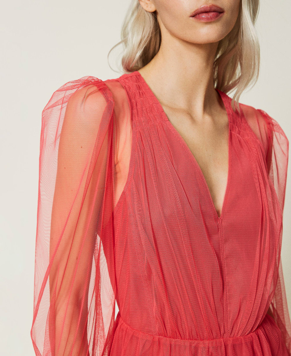 Short tulle dress with flounces Woman, Red | TWINSET Milano Short tulle dress with flounces Woman, Red | TWINSET Milano
