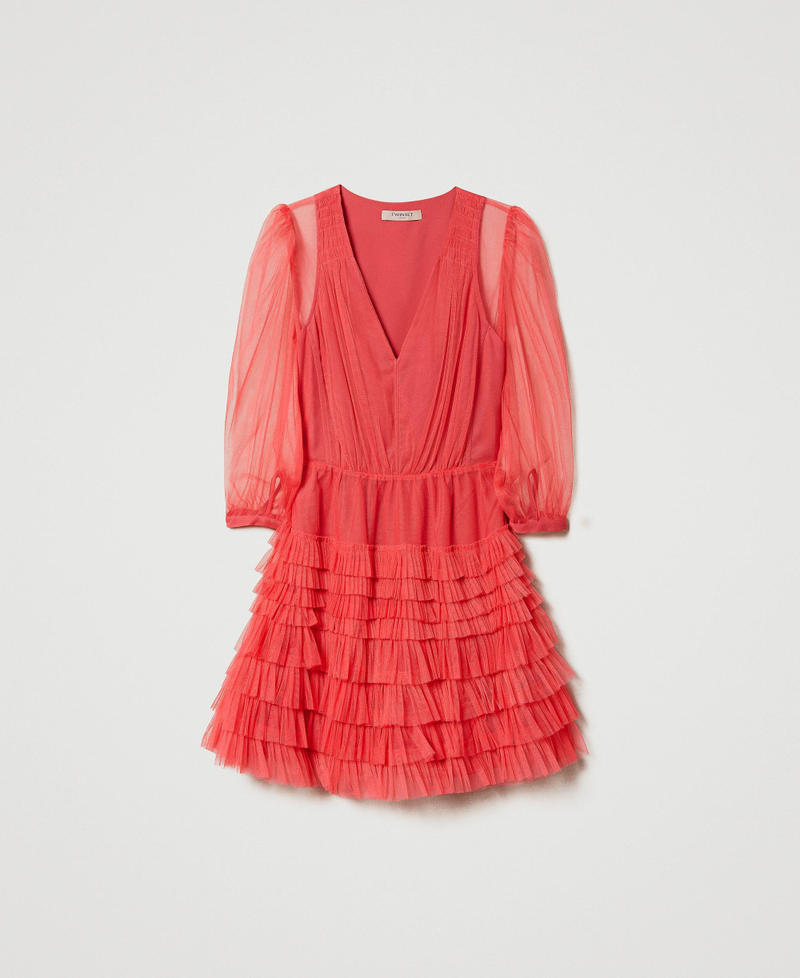 Короткое платье из тюля с оборками Фиолетовый "Лаванда" женщина 232TP2641-0S