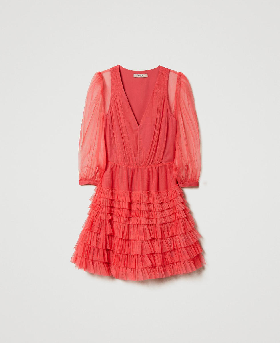 Robe courte en tulle avec volants Rose &laquo;&thinsp;Holly Berry&thinsp;&raquo; Femme 232TP2641_10784_S0