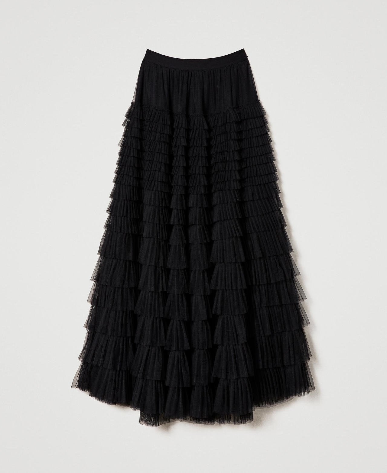 Long tulle skirt with flounces Black Woman 232TP2642-0S