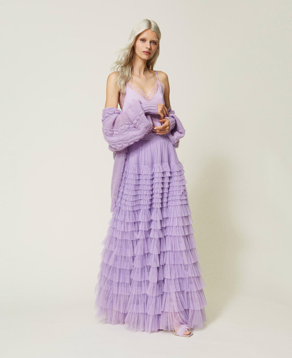 Длинная юбка из тюля с оборками Фиолетовый "Лаванда" женщина 232TP2642-01