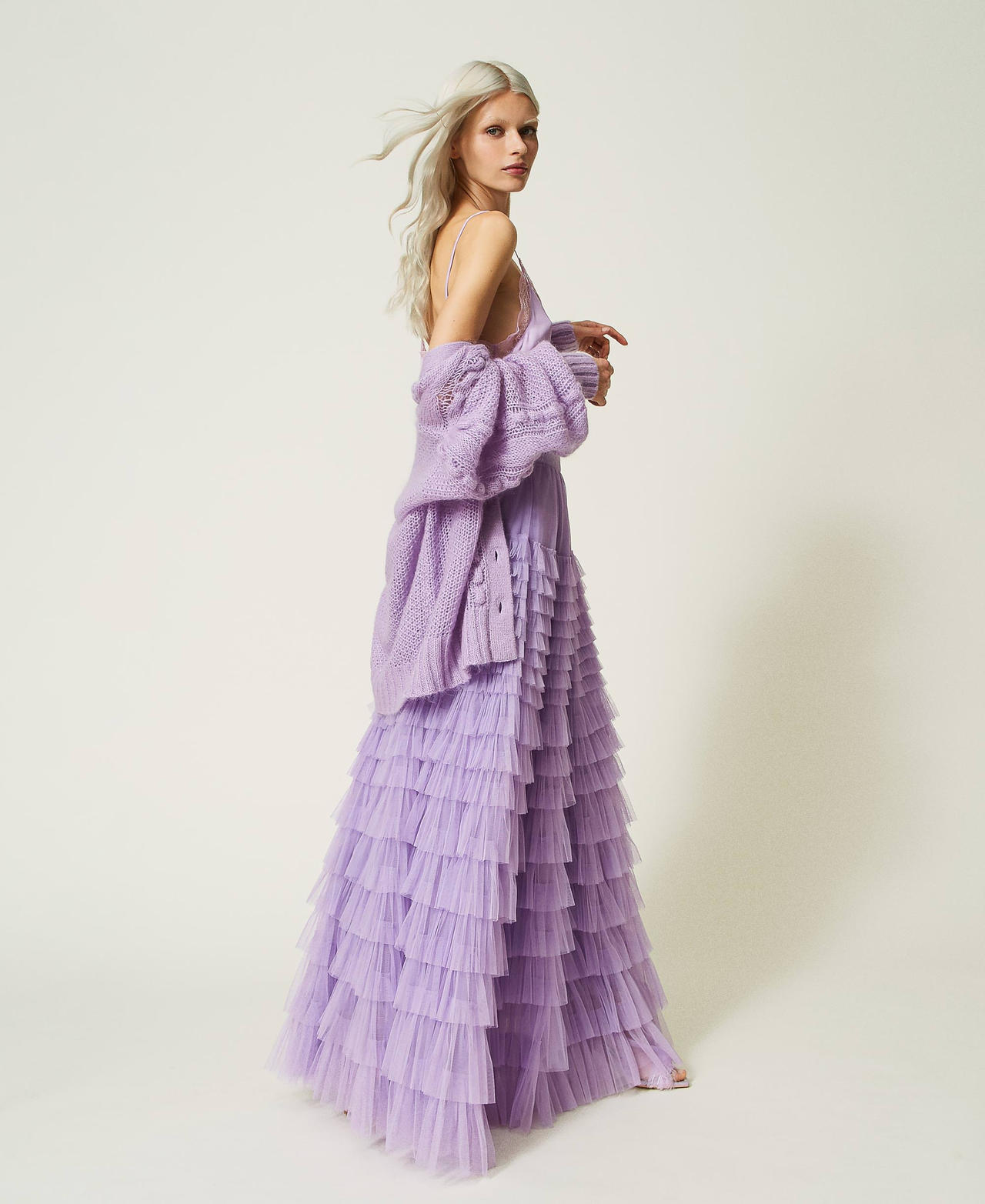 Long tulle skirt with flounces "Lavendula” Purple Woman 232TP2642-02