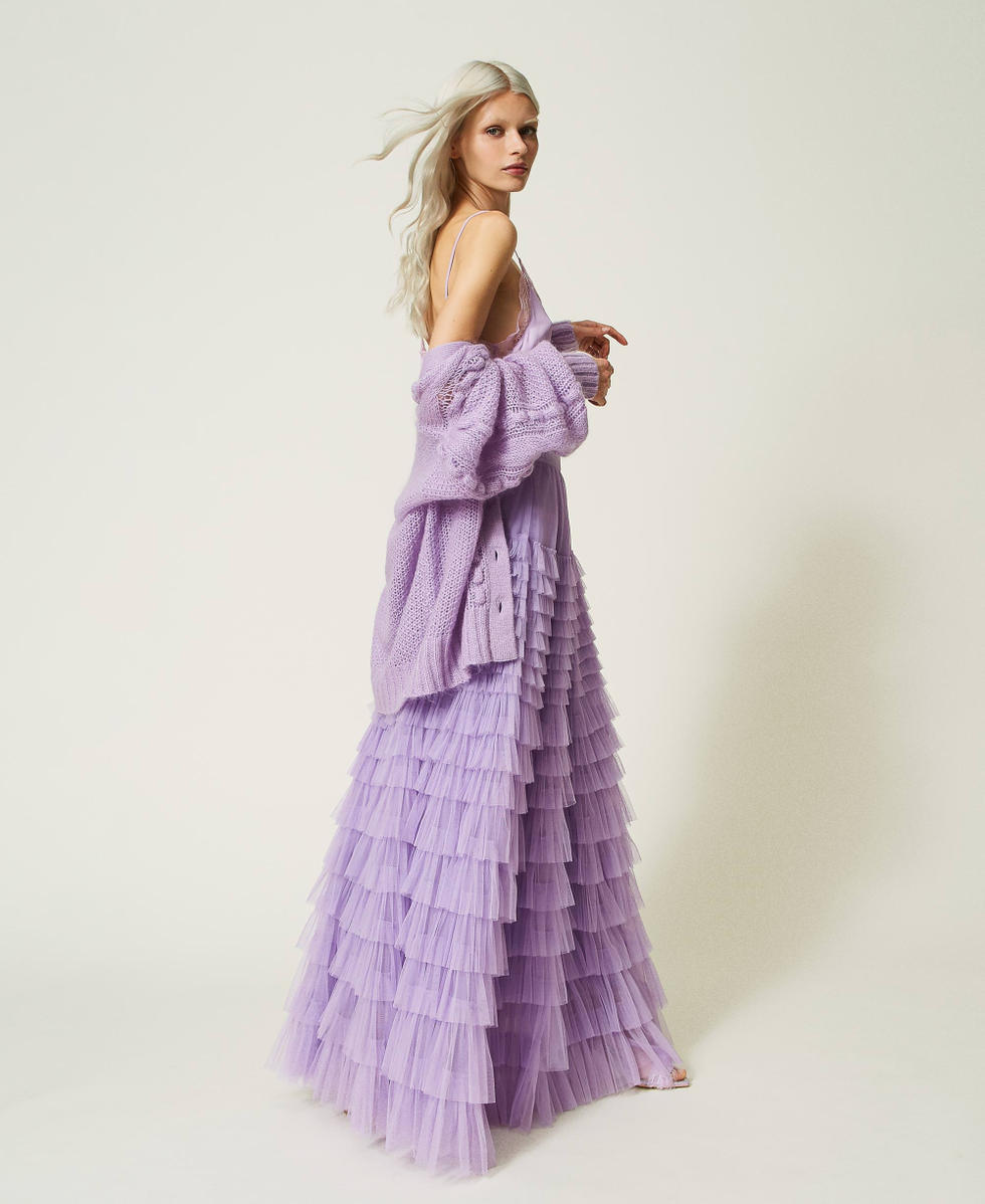 Long tulle skirt with flounces