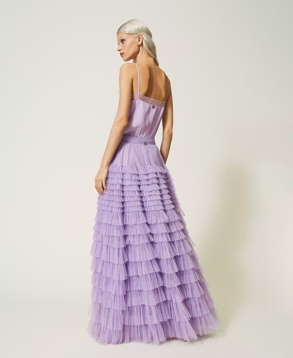 Long tulle skirt with flounces
