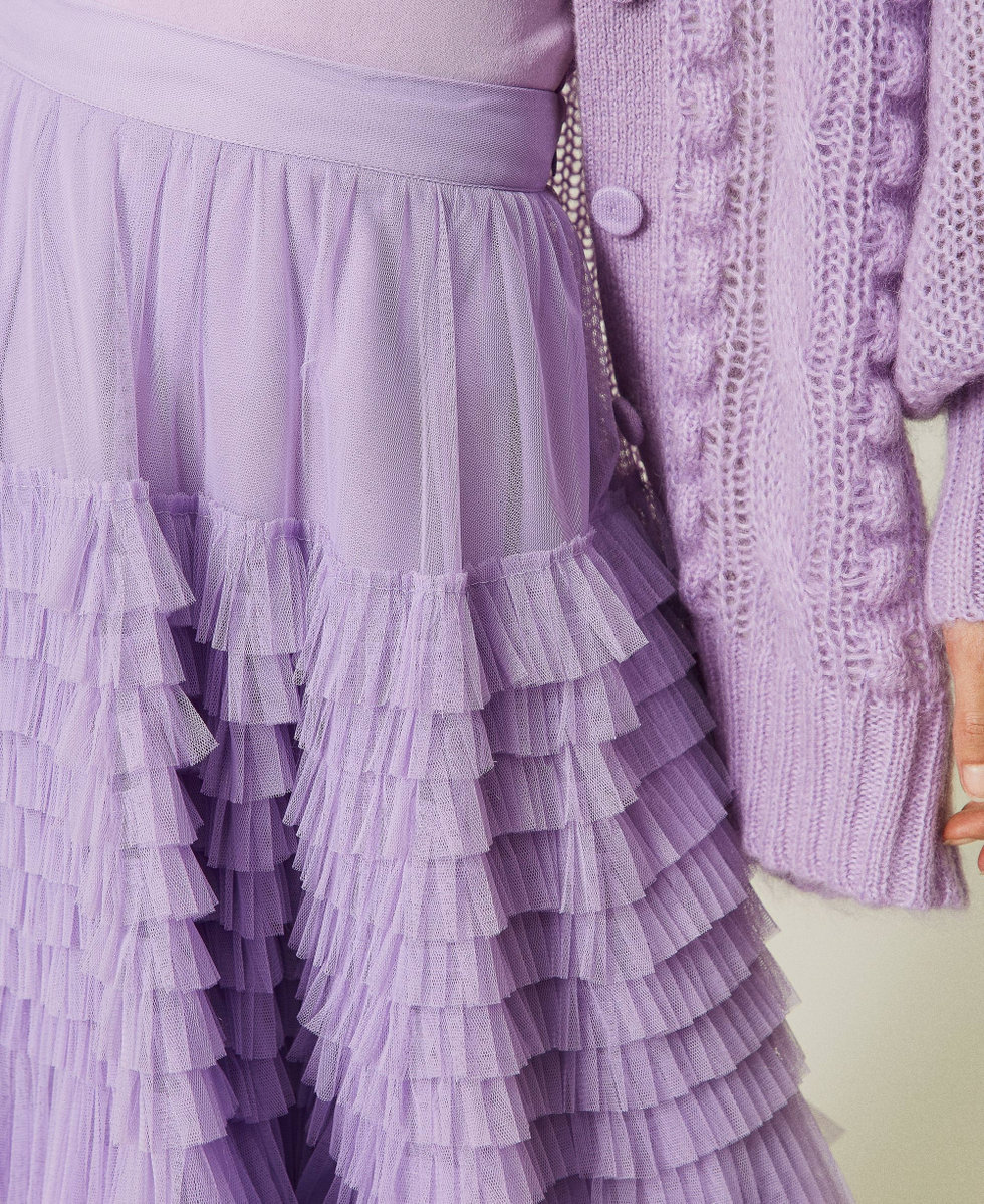 Long tulle skirt with flounces Woman, Purple