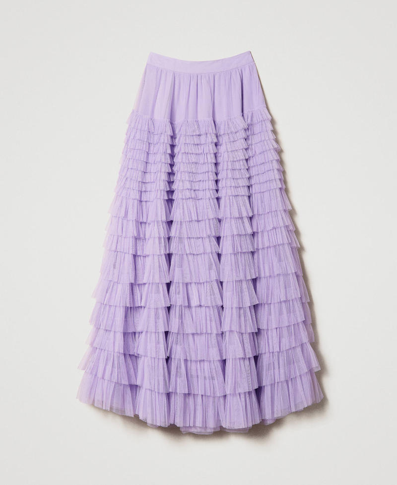 Long tulle skirt with flounces Woman, Purple | TWINSET Milano