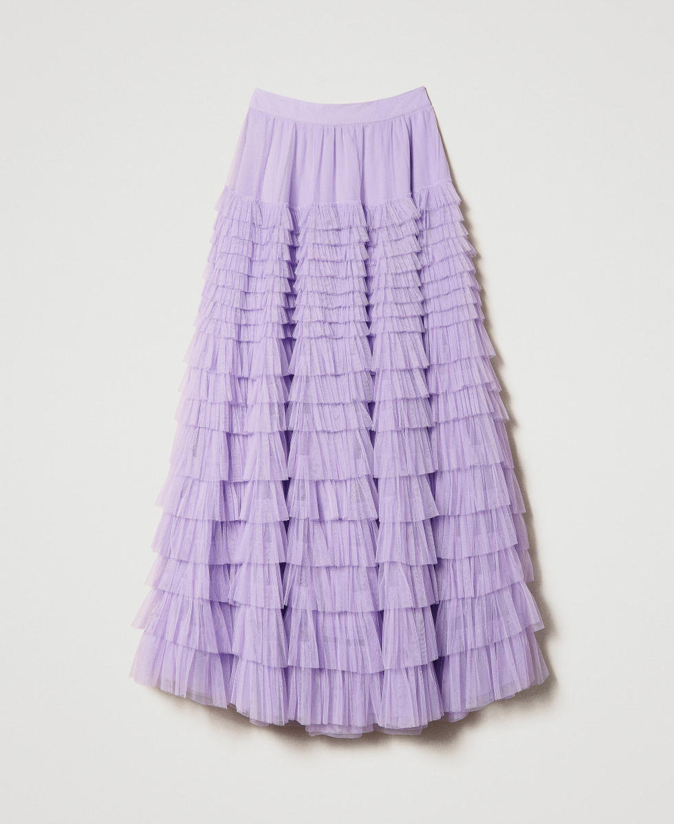 Long tulle skirt with flounces