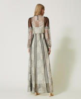 Robe longue en dentelle et tulle plumetis