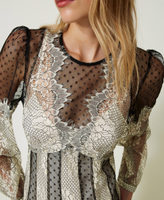 Robe longue en dentelle et tulle plumetis