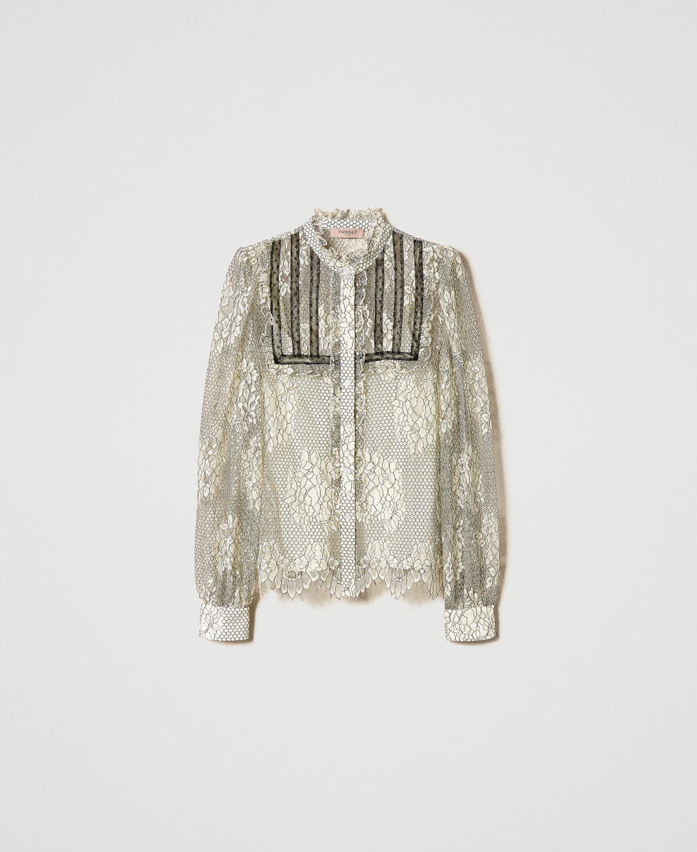 Camisa de encaje con inserciones