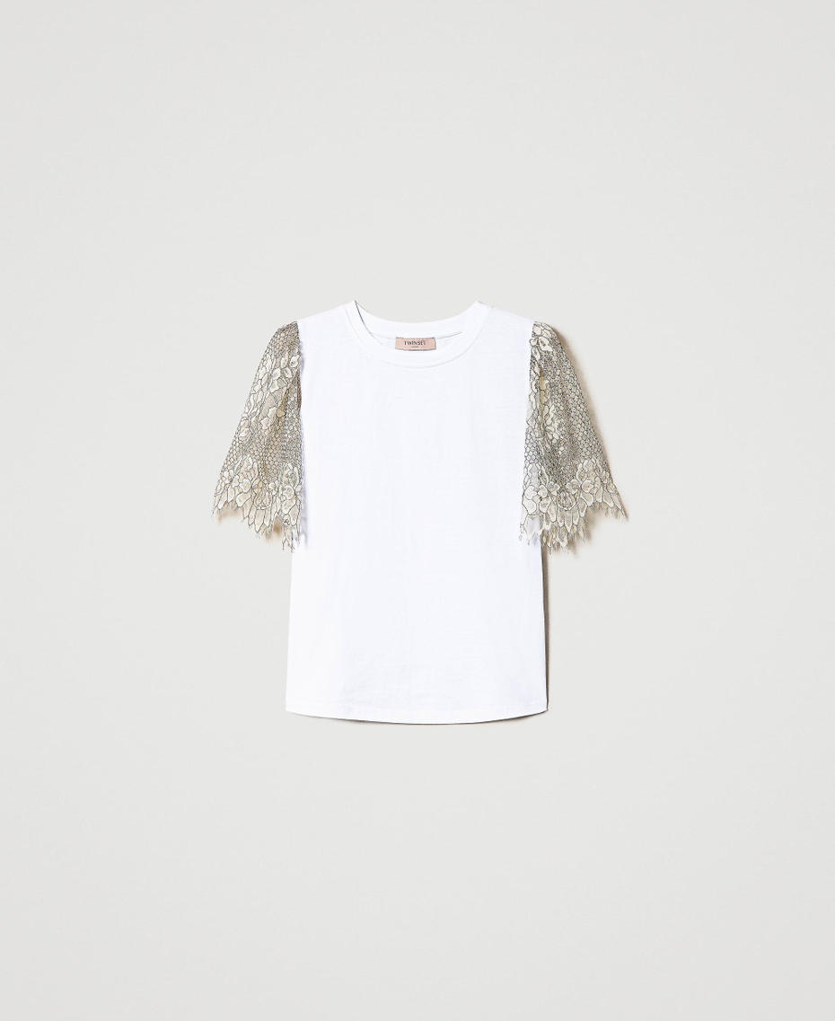 T-Shirt mit &Auml;rmeln aus Spitze