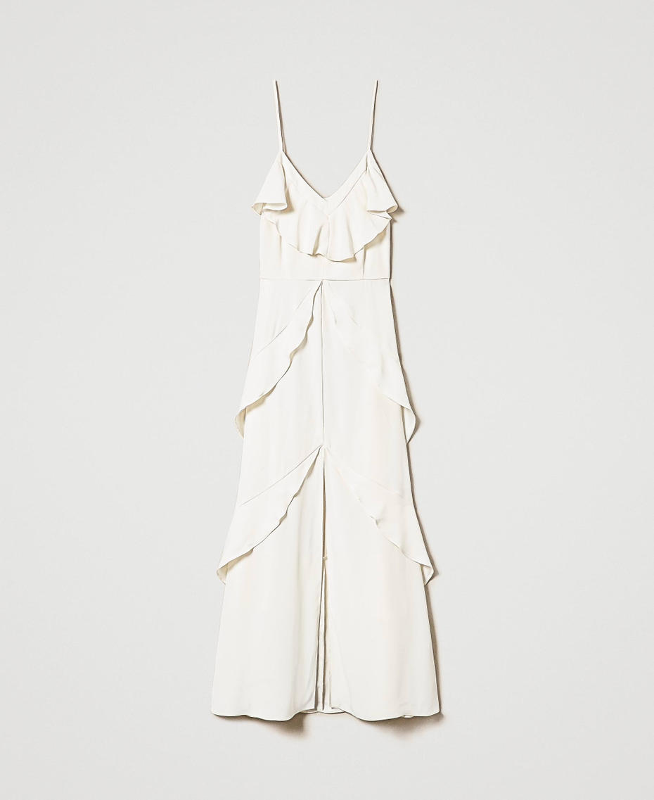 Cady cr&ecirc;pe slip dress with ruffles