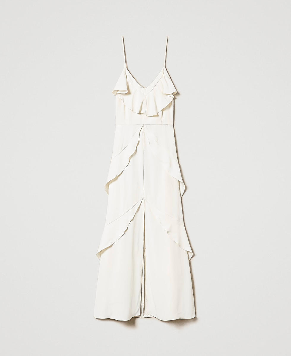 Robe nuisette en cr&ecirc;pe cady avec volants