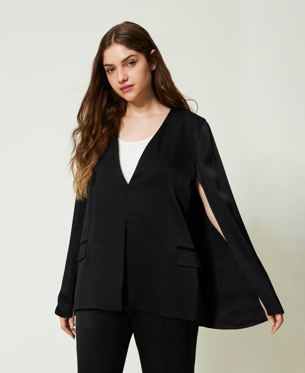 Satin cape blazer Woman Purple TWINSET Milano
