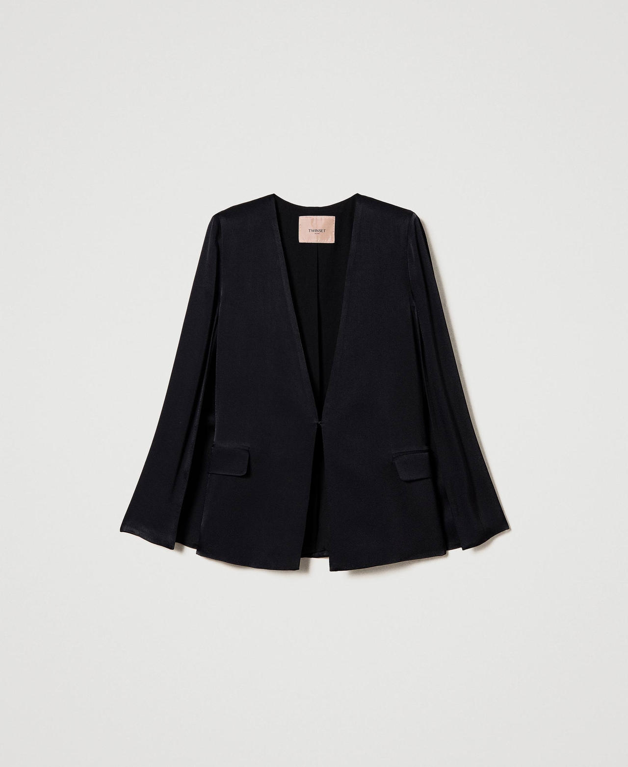 Blazer cape en satin Noir Femme 232TP2691-0S