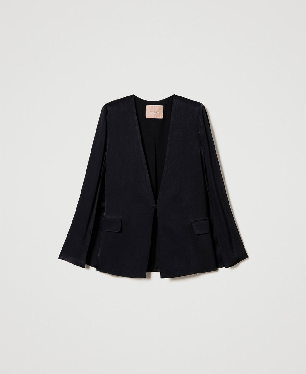 Satin cape blazer Woman Black TWINSET Milano