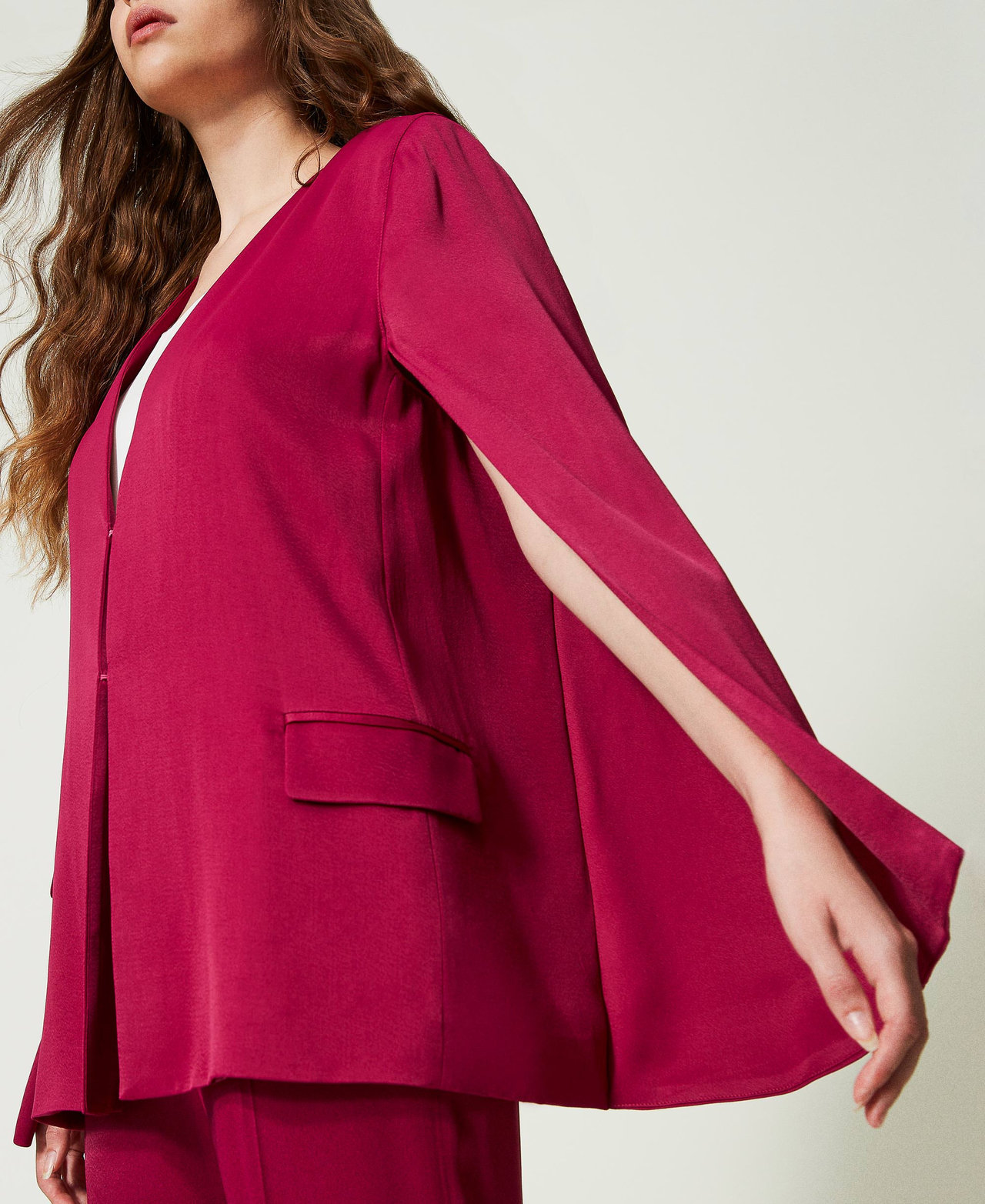 Red cape blazer dress deals