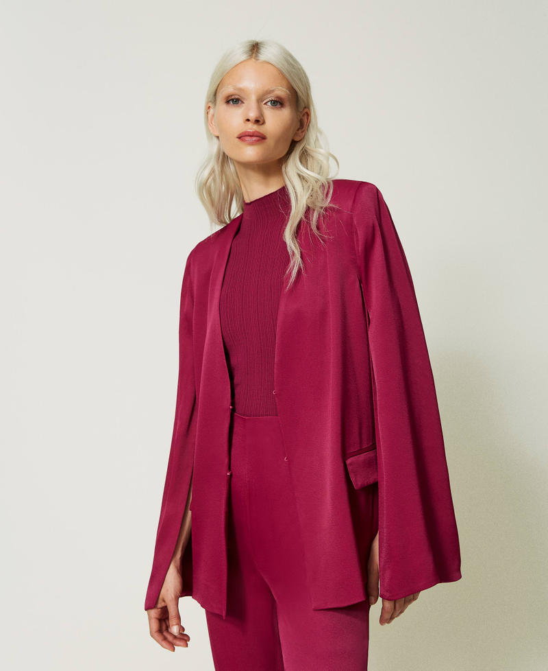 Satin cape blazer "Raspberry Radiance" Purple Woman 232TP2691_07212_05
